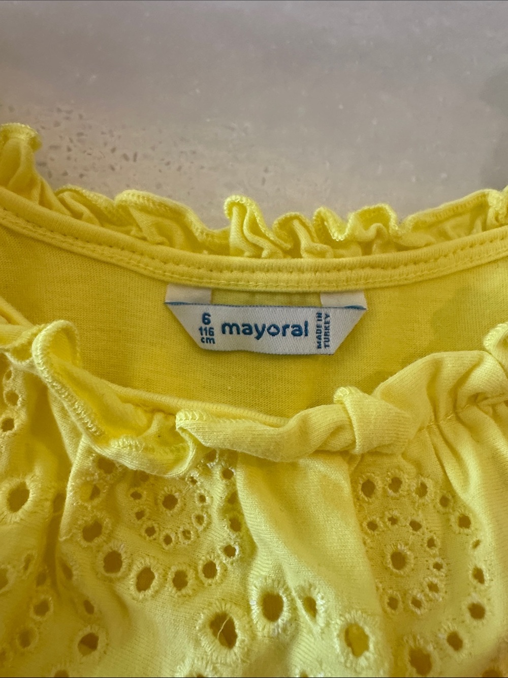 Mayoral Yellow Eyelet Ruffle Top - Picture 2 of 3